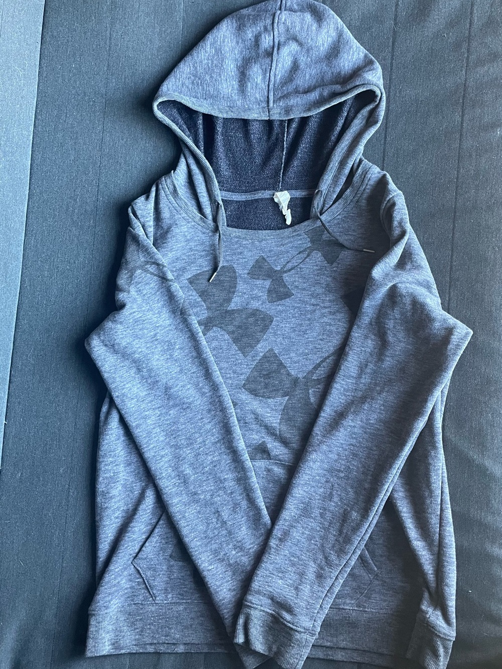 Under Armour grey women’s lightweight hoodie with wide neckline size large